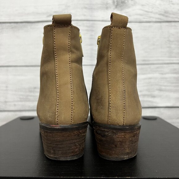 Steve Madden Brown Ankle Boots With Side Zippers & Wooden Heels, Size 6.5 - Picture 3 of 6